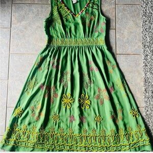 Sundance Green Floral Embroidered Dress